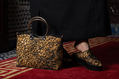 Sac et Mules Léopard à Poignées Métalliques