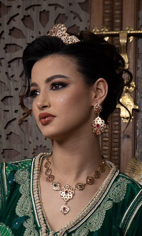 Parure Royale Marocaine aux Pierres Précieuses Multicolores