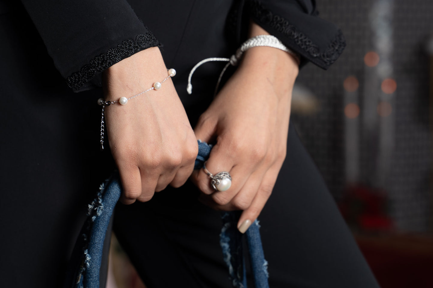 Ensemble Sfifa en Argent Collier, Boucles d’Oreilles, Bague et Bracelet