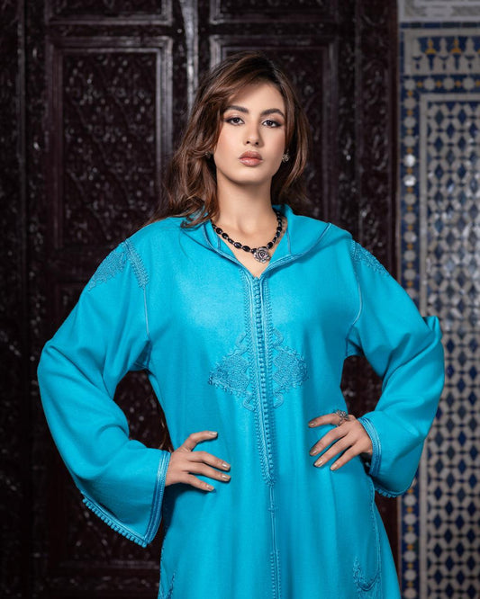 Djellaba en cachemire – Broderies Artisanales "Maalem"