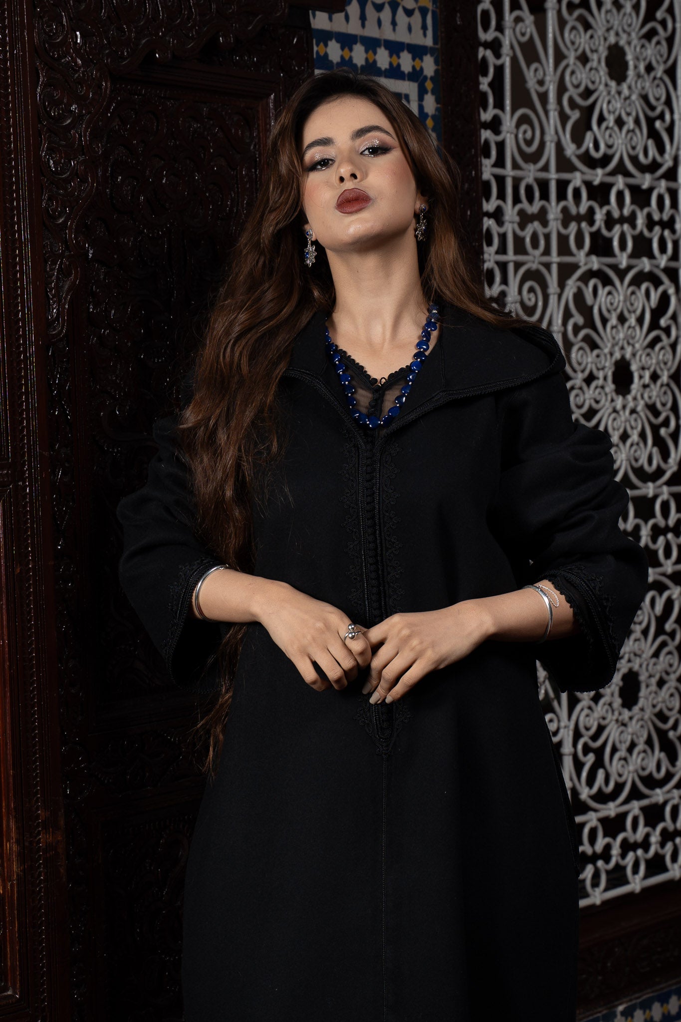 Djellaba en cachemire – Broderies Artisanales "Maalem"