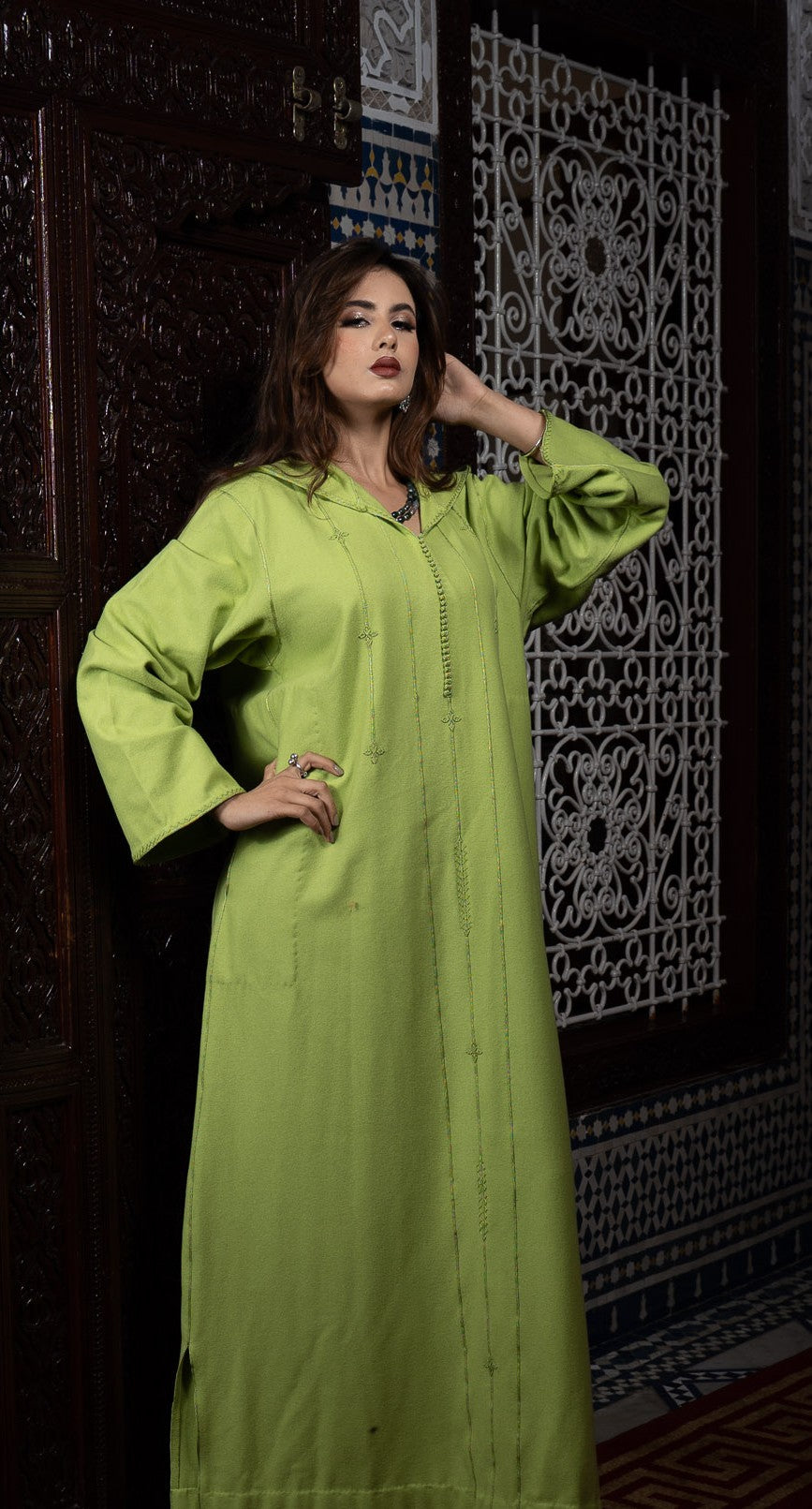 Djellaba en cachemire – Broderies Artisanales "Maalem"