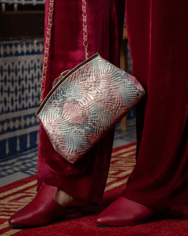 Sac & Babouches Prestige Brocart & Cuir avec or – création Rimania